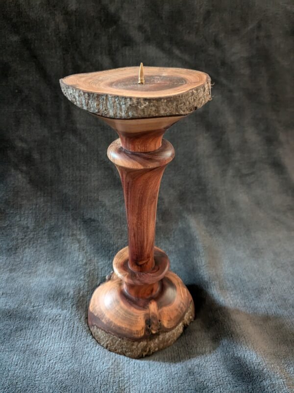 Double live edge Acacia Candlestick (for pillar candles)